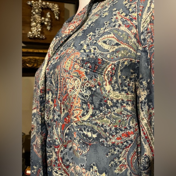 Ralph Lauren Button Down Paisley Sleep Shirt with Embroidered Logo on Po… - Picture 3 of 15